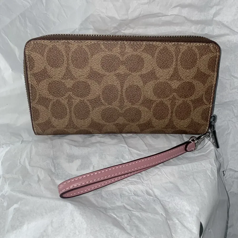 Coach Long Zip Around Wallet With Detachable Card Case In Signature Canvas